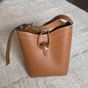 Classic Brown Leather Crossbody Bucket Bag H&M